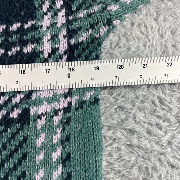 Abercrombie Fitch Plaid Cropped Sweater Green Pink Womens Size XS - Picture 4 of 9